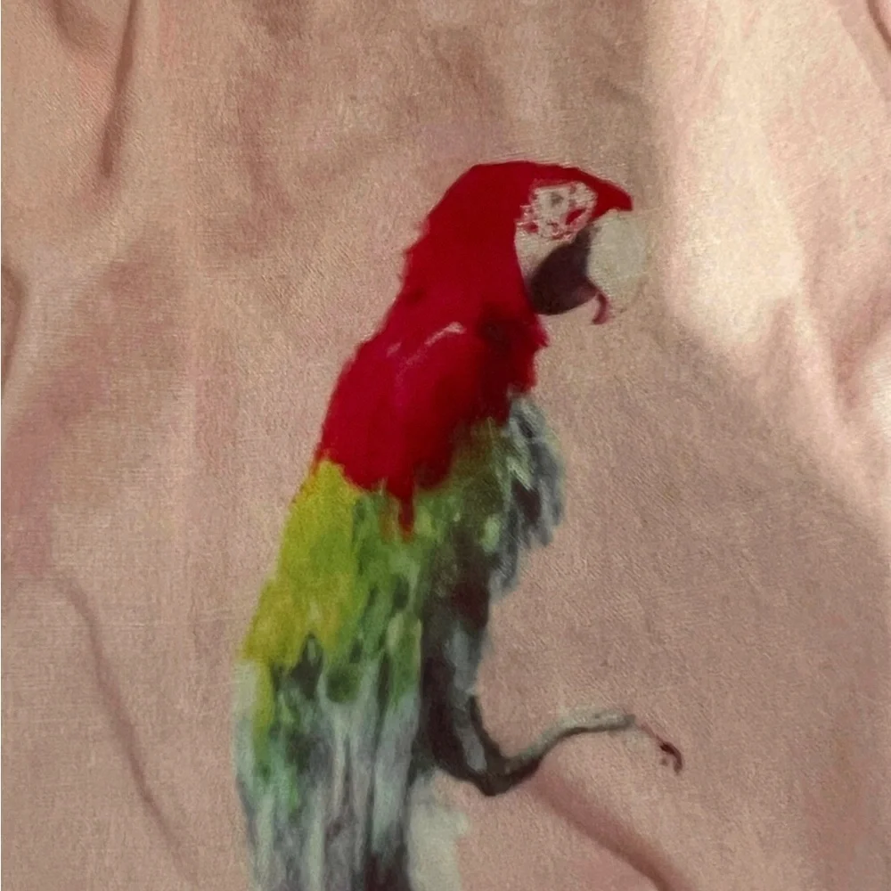 Modern Amusement men’s pink parrot print swim trunks size medium, GUC, lined.